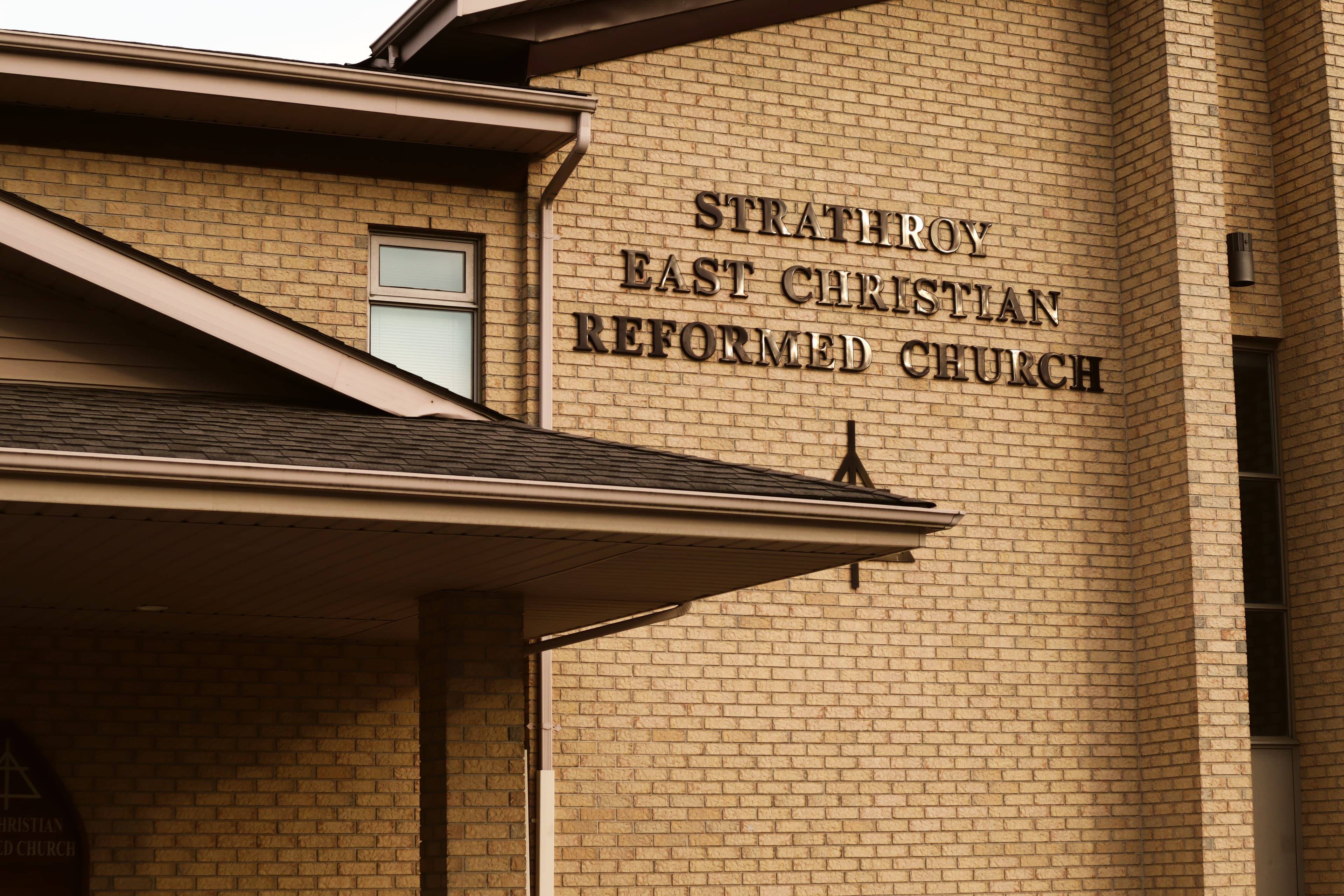 Detail of the Strathroy East Christian Reformed Church signage